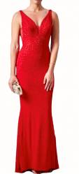 Red Rhinestone Jersey Dress SALE